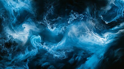 Obraz premium Blue and black background with swirling water shapes.