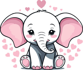 Fototapeta premium pink elephant with pink heart