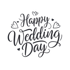 Happy Wedding Day: Elegant Calligraphy Image isolated on transparent background