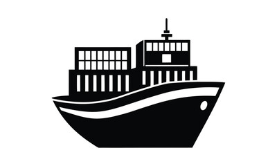 Fototapeta premium Cargo Ship Boat Simple Silhouette