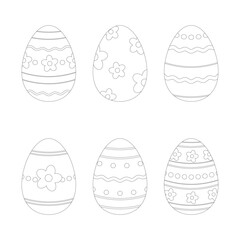 isolated easter egg outline set