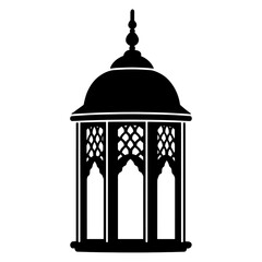 A silhouette ramadan lantern black white traditional vector