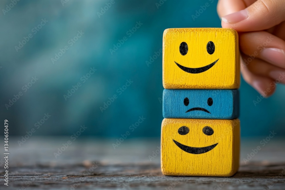 Fototapete building emotions with colorful blocks at a creative workspace on a calm afternoon