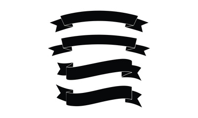  Four Black Decorative Ribbon Banners