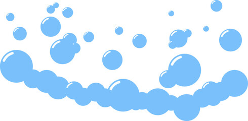 Fizzy Drink, Water Bubble. Soap foam bubbles suds framing shower gel, shampoo, shaving, mousse. Soda Drops Silhouette Icon Set. Soap Symbol Collection. Isolated Vector Illustration.