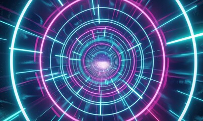 Obraz premium Colorful neon tunnel with spiral patterns