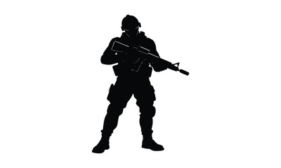 Soldier Standing Holding Rifle Silhouette