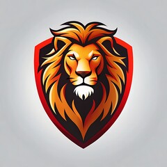 Obraz premium Lion is on a red and black shield