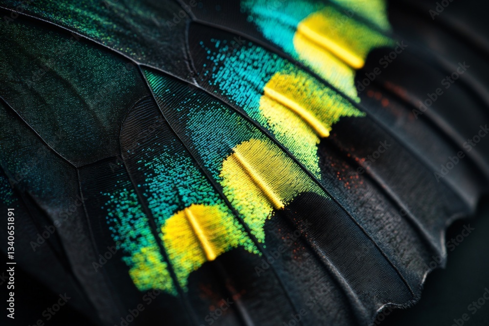 Aufkleber colorful details of butterfly wings showing vibrant patterns and textures in close-up view