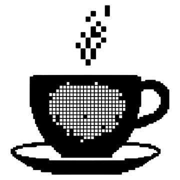 Coffee pixel black white vector