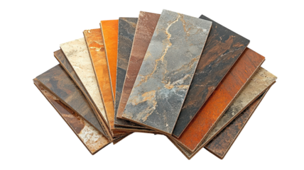 Colorful collection of decorative tiles arranged in a beautiful display for creative home design