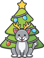 Naklejka premium christmas tree with a snowman