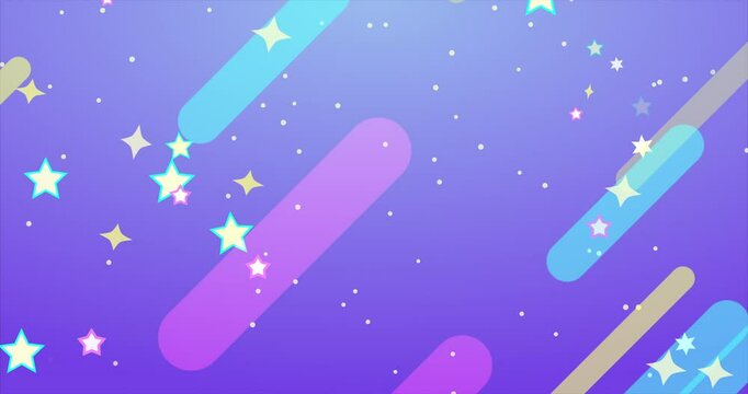 Flowing Stars and Lines.　Cute and Dreamy Motion Background. Repeatable footage.