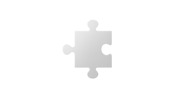 Single puzzle piece isolated on transparent background representing problem solving