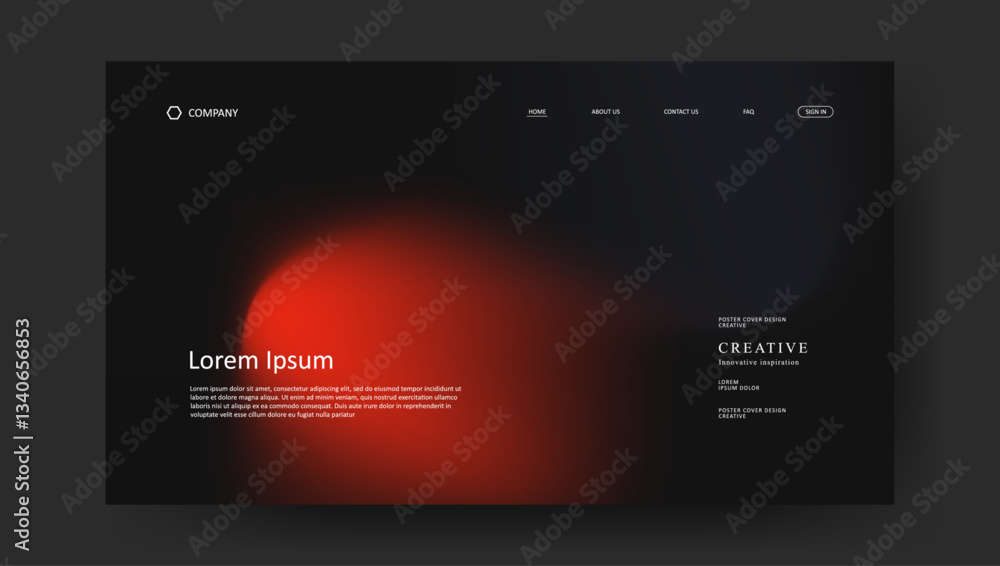 Poster abstract wave futuristic design of landing page. retro gradient mesh dark concept website design