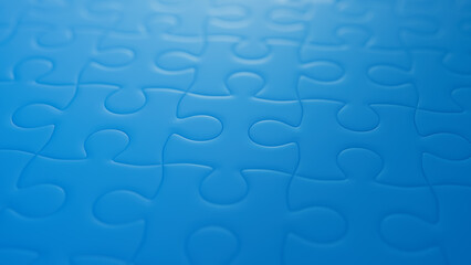 Blue Jigsaw Puzzle Perfection: A Close-Up of Interlocking Pieces with Gradient Shadows
