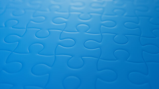 Blue Jigsaw Puzzle Perfection: A Close-Up of Interlocking Pieces with Gradient Shadows