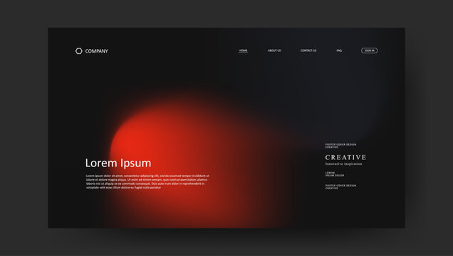 Abstract wave futuristic design of landing page. retro gradient mesh dark concept website design	