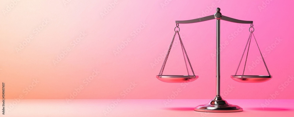 Poster a balanced scale on a gradient background symbolizes justice and fairness in legal matters.