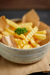 Close up Crispy tasty french fries