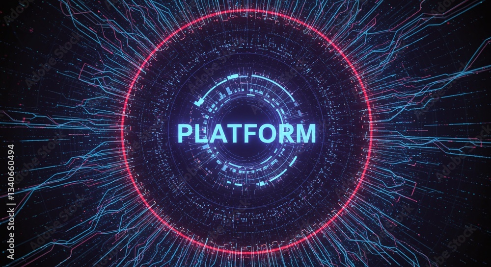 Poster digital platform interface: a captivating digital interface showcasing the word 
