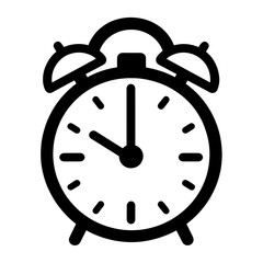 Obraz premium Alarm clock simple white icon vector