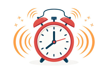 Obraz premium A colorful alarm clock with ringing sound waves, symbolizing time awareness and the importance of punctuality.