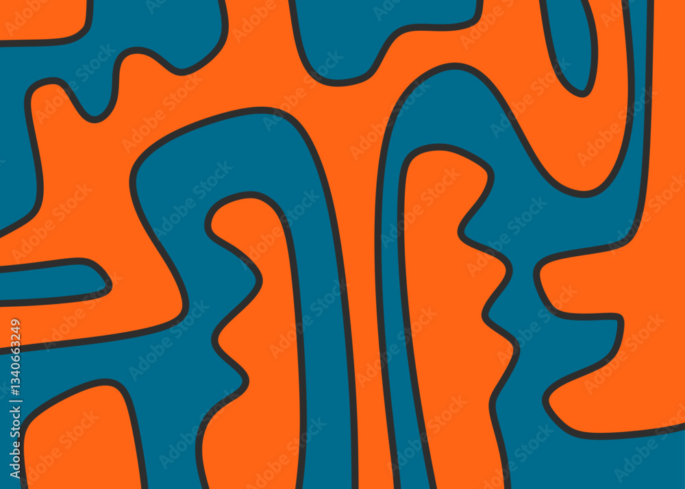 Poster minimalist background with seamless colorful maze line pattern