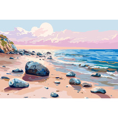 Beach beach rocks sea vector