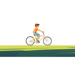 Fototapeta premium Boy riding a bicycle green sky transportation vector