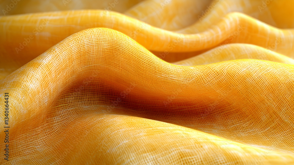 Poster soft, flowing, yellow fabric with subtle texture and gentle folds. illuminated by soft light