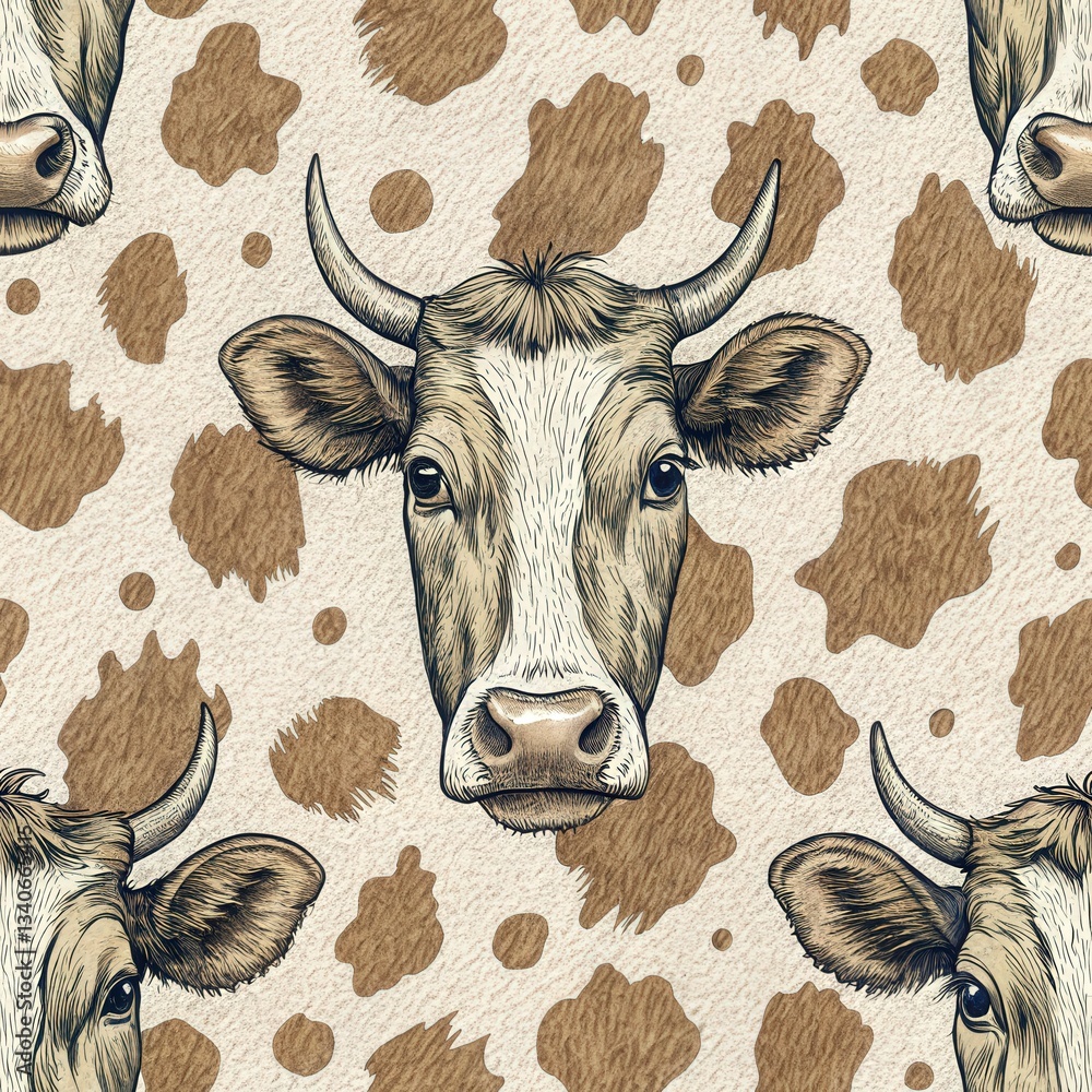Poster seamless pattern, hand-drawn seamless pattern featuring cow spots suitable for various design projec