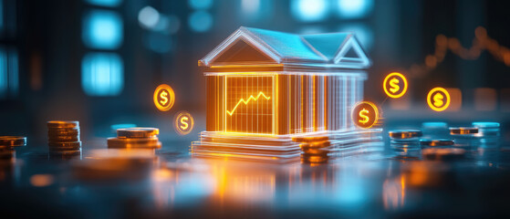 Financial growth visualization digital banking infographic technological environment close-up viewpoint investment insights