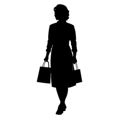 Woman shopping silhouette bags illustration vector