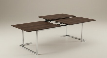 Modern Extendable Table Featuring Wood Top and Steel Frame Design
