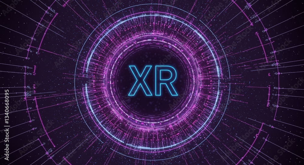Poster xr tech abstract: a vibrant composition showcasing the abbreviation 
