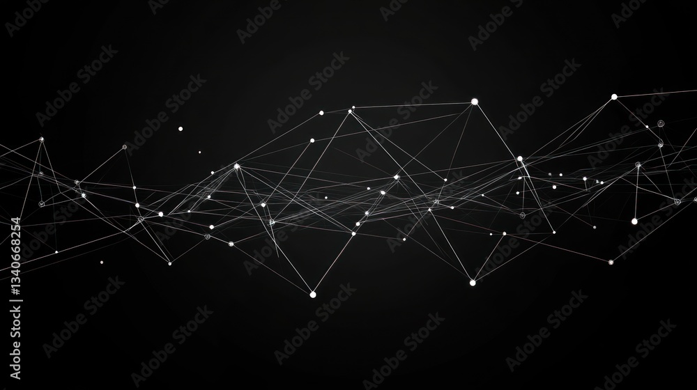 Aufkleber abstract network connection, digital data flow, geometric lines and dots
