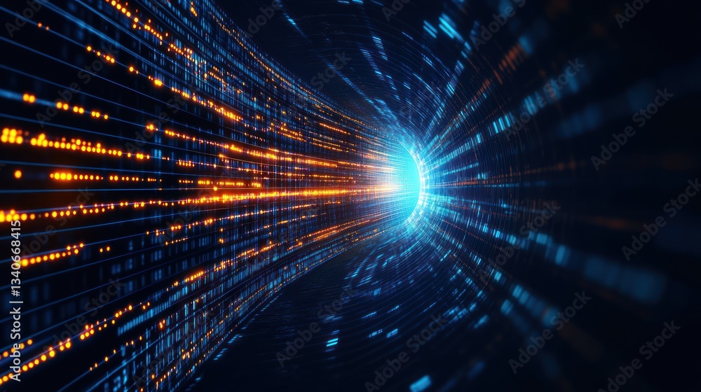 Poster digital data stream tunnel: a journey through cyberspace
