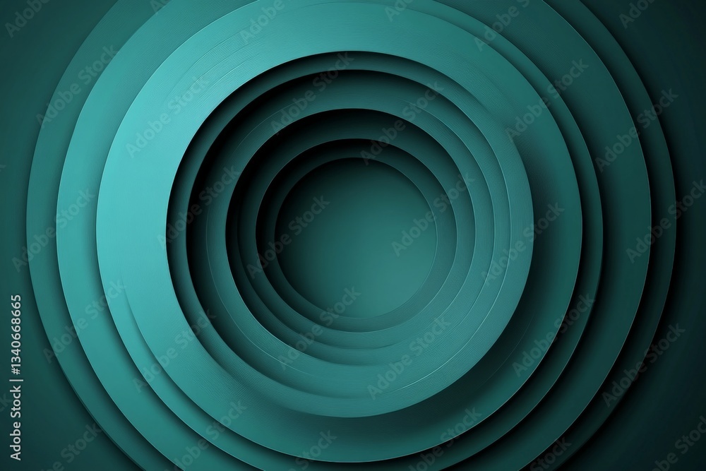 Poster Circular layers create a modern abstract design featuring shades of teal and deep blue in a visual composition