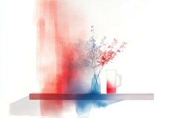 A clean 2D illustration of a wooden porch with a table and lemonade pitcher, drawn in simple pastel colors against a white background