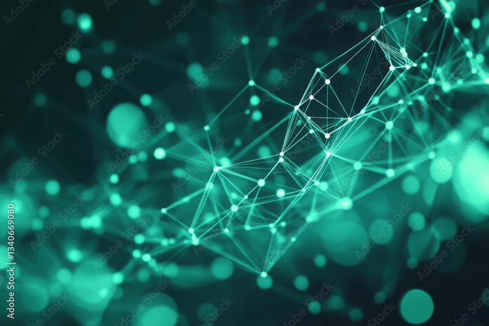 Poster Exploring the connections of a digital network enhanced by glowing nodes and intricate lines
