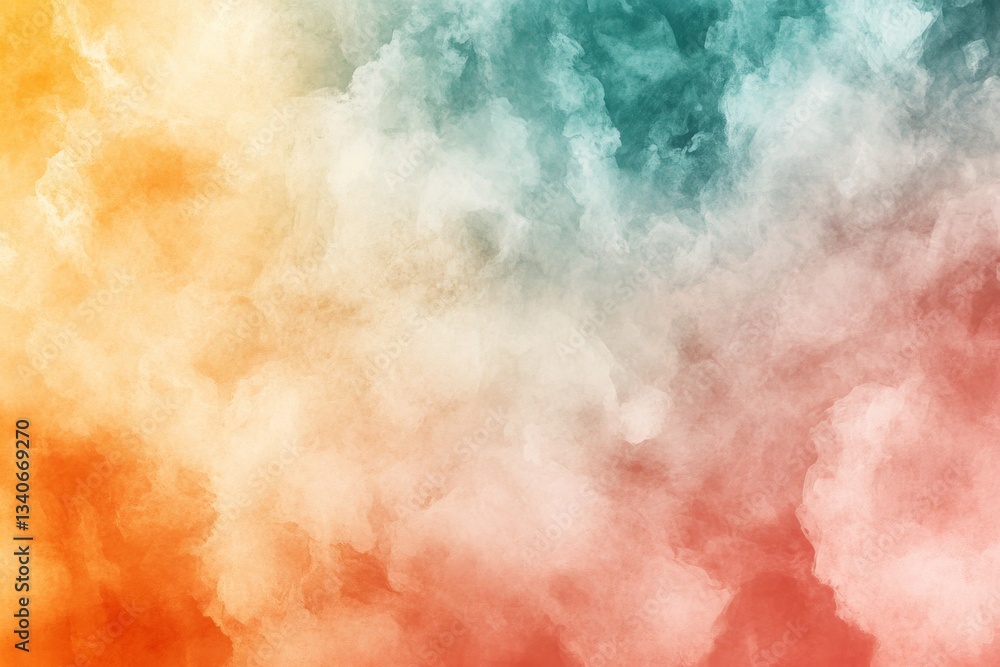 Poster vibrant abstract cloud formation with warm and cool colors blending together in a harmonious display