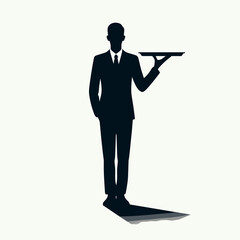 Obraz premium waiter silhouette thin lines flat colors