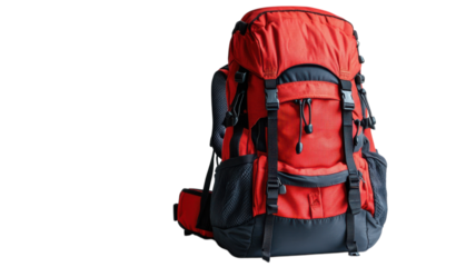 Versatile red backpack ready for outdoor adventures and journeys