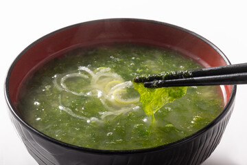生青海苔　あおさ　味噌汁