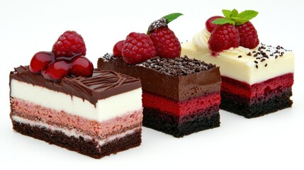 Delicious Layered Cakes with Raspberries and Chocolate