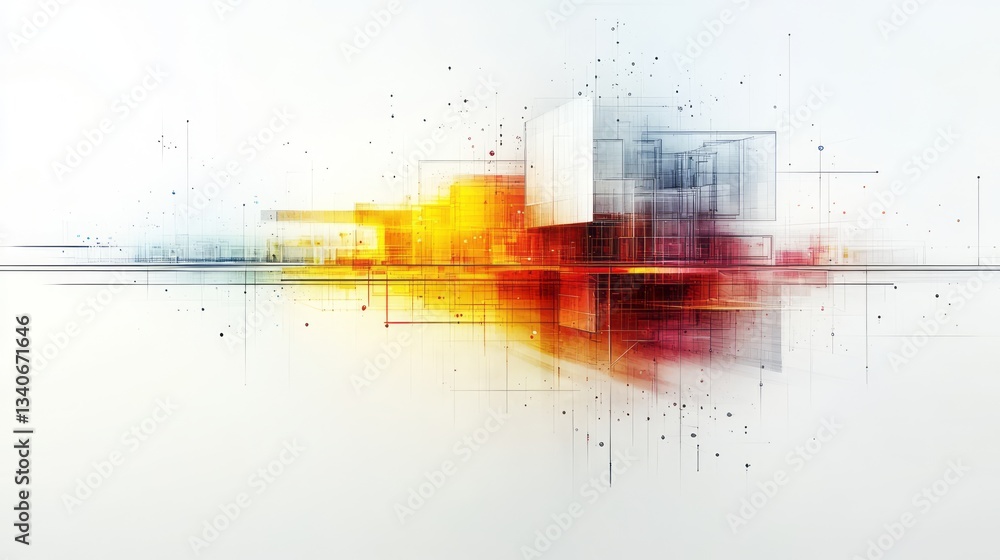 Poster abstract geometric rendering features vibrant colorful lines and shapes