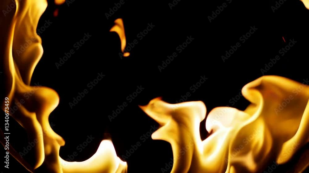 Poster abstract flames with swirling patterns on black background, fiery energy concept