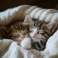 cat sleeping on the bed