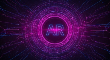 AR Technology: Captivating digital depiction of "AR," presented in a futuristic cyber-aesthetic, with neon-like lines forming an advanced, digital technology interface.